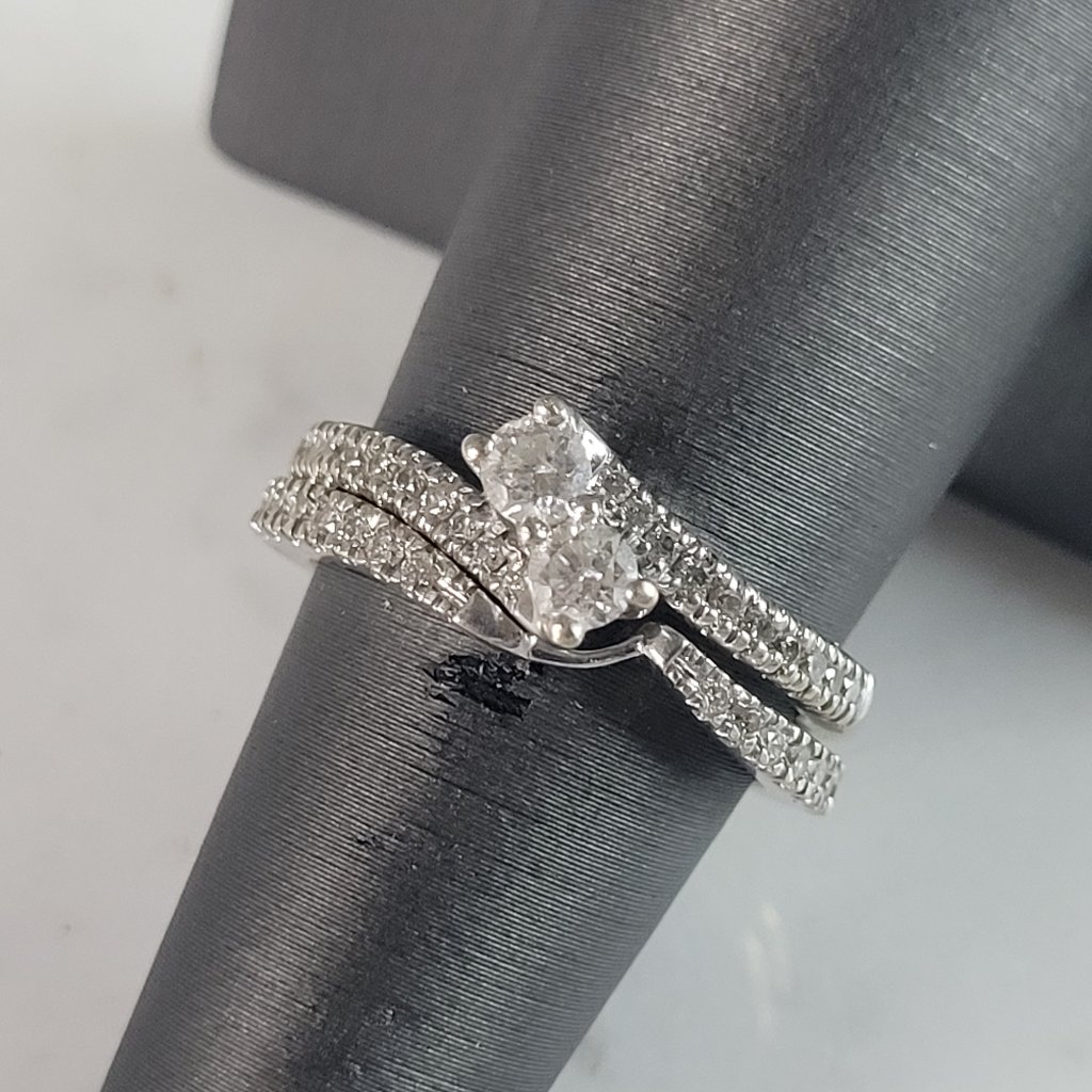 Womens Vintage Estate 14k White Gold Diamond Engagement Ring Set 67g E6560 1675$